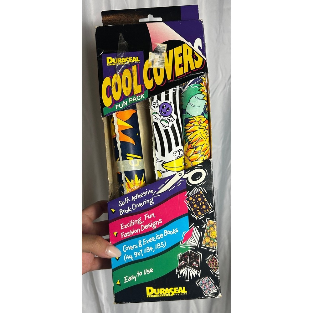 Vintage Duraseal Cool Covers Fun Pack Vintage Self Adhesive Book Covering 90s - Picture 3 of 4